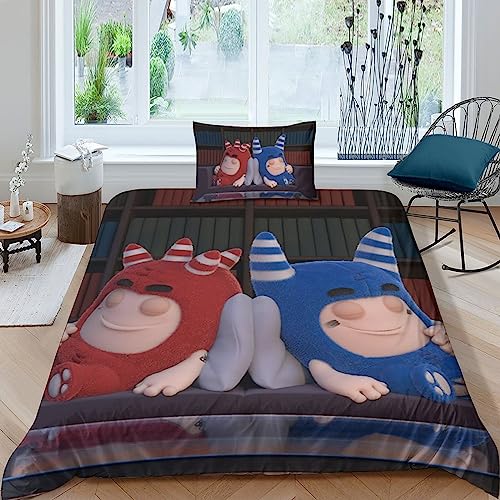 FGAITH Oddbods Bettwäsche Bettbezug 3D-Druck，Bettwäsche-Set Bettbezüge Mit Kissenbezug ，Kinderbettwäsche Jungen Und Mädchen Single（135x200cm） von FGAITH