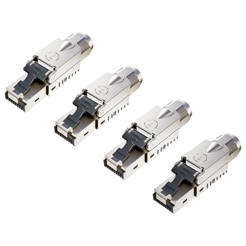 FGB 10 Gbps RJ45 CAT7 Netzwerkstecker Lan Stecker LSA Geschirmt RJ45 Stecker Werkzeuglos für Verlegekabel 600MHz für Patchkabel Verlegekabel CAT7 CAT6A, 4 Stück von FGB