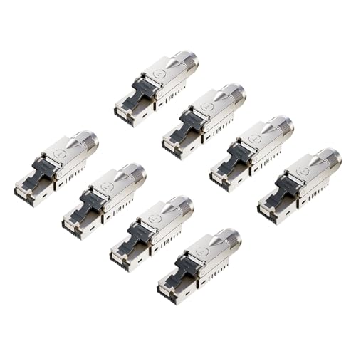 FGB 10 Gbps RJ45 CAT7 Netzwerkstecker LSA Geschirmt Werkzeuglos für Verlegekabel 600MHz für Patchkabel Verlegekabel CAT7 CAT6A, 8 Stück von FGB