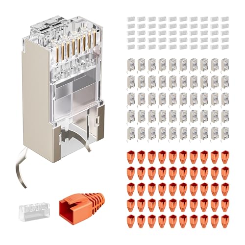 FGB 10Gbps RJ45 Stecker CAT 7 CAT 6A, 50er Set Netzwerkstecker, Pass-Through & Geschirmt, 50μ Vergoldet, Lan Stecker für Verlegekabel AWG23 POE FGB 10Gbps RJ45 Stecker CAT 7 CAT 6A, 50er Set Netzwerkstecker, Pass-Through & Geschirmt, 50μ Vergoldet, Lan Stecker für Verlegekabel AWG23 POE von FGB