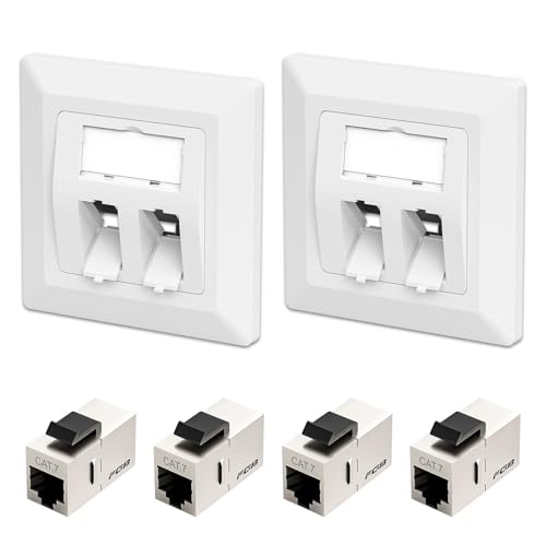FGB 2x Keystone Dose Netzwerkdose Unterputz + 4x CAT7 Keystone Modul Patchkabel Kupplung - Buchse zu Buchse Ethernet Netzwerk Kupplung Patchpanel Keystone 10 Gbit/s STP Weiß FGB 2x Keystone Dose Netzwerkdose Unterputz + 4x CAT7 Keystone Modul Patchkabel Kupplung - Buchse zu Buchse Ethernet Netzwerk Kupplung Patchpanel Keystone 10 Gbit/s STP Weiß von FGB