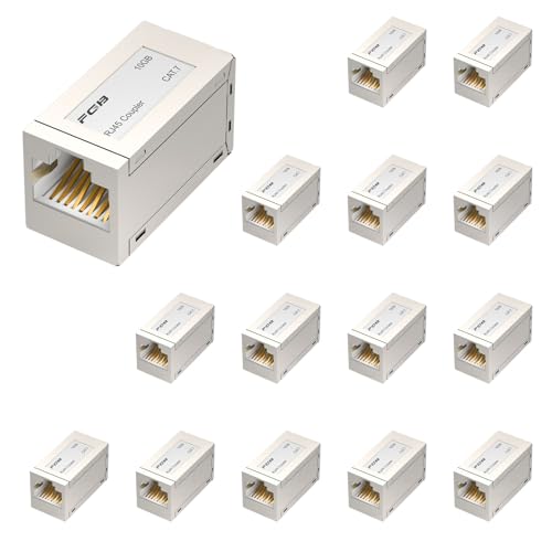FGB 10Gbps RJ45 Koppler Ethernet Erweiterung Adapter, LAN Kupplung, LAN Verlängerung, Cat7 Netzwerk Ethernet Verbinder Kupplung geschirmt Buchse auf Buchse 15 Stück für Netzwerk Kabel Koppler von FGB