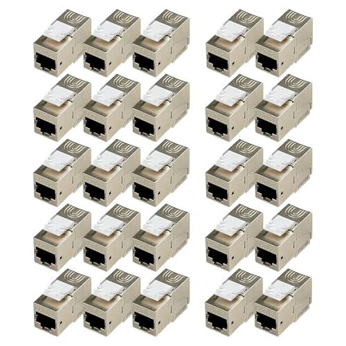 FGB 10Gbps RJ45 Kupplung CAT 6A Keystone Modul-Geschirmt- 25 Stück RJ45 Buchse- Werkzeugfreie Montage von FGB