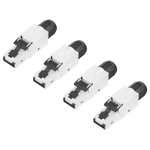 FGB RJ45 Netzwerkstecker Werkzeuglos Vergoldete Kontakte CAT 6a Lan Stecker für Ethernet Verlegekabel 10 Gbps UTP CAT 6a/6/5, 4 Stück von FGB