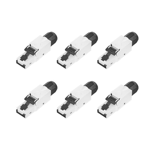 FGB RJ45 Netzwerkstecker Werkzeuglos Vergoldete Kontakte CAT 6a Lan Stecker für Ethernet Verlegekabel 10 Gbps UTP CAT 6a/6/5, 6 Stück von FGB