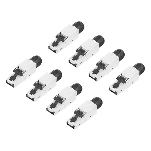 FGB RJ45 Netzwerkstecker Werkzeuglos Vergoldete Kontakte CAT 6a Lan Stecker für Ethernet Verlegekabel 10 Gbps UTP CAT 6a/6/5, 8 Stück von FGB