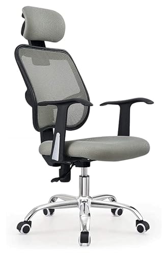 FGDERF Bürostühle Ergonomischer Bürostuhl, höhenverstellbar, bequemer Computerstuhl, Stühle mit Kopfstützenunterstützung, festes Sitzkissen Stuhl (Color : Gris) von FGDERF