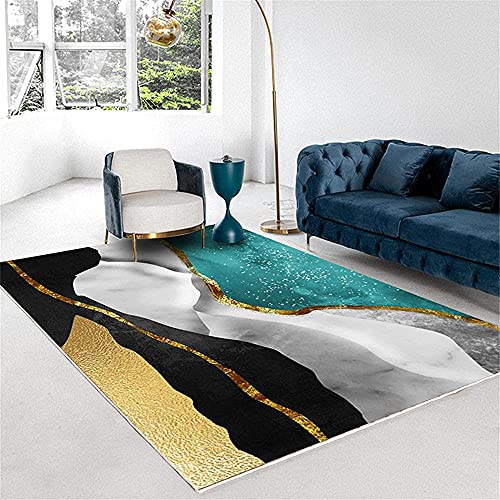 Kleine Teppiche Tu Hao Golden Penny, modern, einfach, grün, Golden Geometric Carpet-50 x 80 cm, großer Teppich, Dekoration, waschbar, pflegeleicht, Wohnzimmer, groß, Teppich für Schlafzimmer, Karpfen, von FGDSA