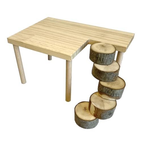 FGDTREE Hamster Kletterplattform aus Holz mit Leiter für kleine Haustiere Schleifen und Springspielzeug für Eichhörnchen Rennmäuse von FGDTREE