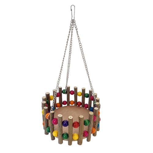 FGDTREE Kleine Hängematte aus Holz mit Metallrahmen für Nymphensittiche und Eichhörnchen, Käfigübungen von FGDTREE