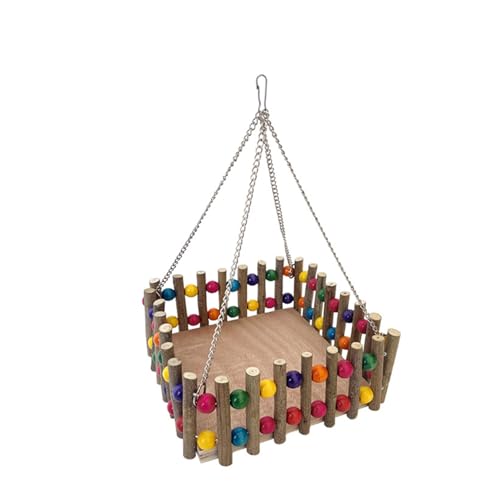 FGDTREE Kleine Hängematte aus Holz mit Metallrahmen für Nymphensittiche und Eichhörnchen, Käfigübungen von FGDTREE