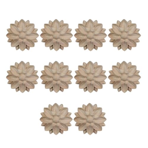 Massivholz Kreisförmige Geschnitzte Blumenapplikationen Vintage Inspiriertes Ornament Die Für Schränke Und Türplatten Geeignet Sind 10pcs Dekorative Holzmöbel Verzierung von FGDTREE