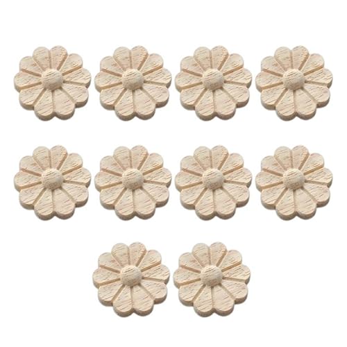 Massivholz Kreisförmige Geschnitzte Blumenapplikationen Vintage Inspiriertes Ornament Die Für Schränke Und Türplatten Geeignet Sind 10pcs Dekorative Holzmöbel Verzierung von FGDTREE