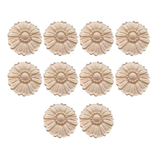 Massivholz Kreisförmige Geschnitzte Blumenapplikationen Vintage Inspiriertes Ornament Die Für Schränke Und Türplatten Geeignet Sind 10pcs Dekorative Holzmöbel Verzierung von FGDTREE
