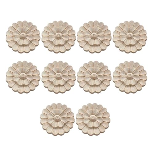 Massivholz Kreisförmige Geschnitzte Blumenapplikationen Vintage Inspiriertes Ornament Die Für Schränke Und Türplatten Geeignet Sind 10pcs Dekorative Holzmöbel Verzierung von FGDTREE