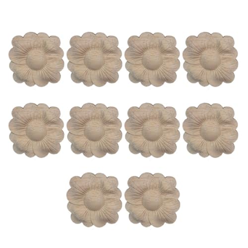Massivholz Kreisförmige Geschnitzte Blumenapplikationen Vintage Inspiriertes Ornament Die Für Schränke Und Türplatten Geeignet Sind 10pcs Dekorative Holzmöbel Verzierung von FGDTREE