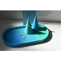 Ovales Tablett Aus Jesmonite Handmade | Schmucktablett Im Mehrfarbigen, Cleanen Design Dekotablett von FGElements