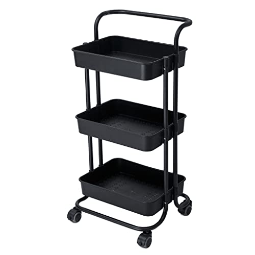 3-lagiges Aufbewahrungsregal, Küchenwagen, bewegliches Regal, Möbel-Organizer mit Rollen, schmaler Schrank (Farbe: einfarbig, Größe: 88 x 42 x 37 cm) (D 88 x 42 x 37 cm) von FGFTHJBJNBDKFVFNVJNFBNVJG