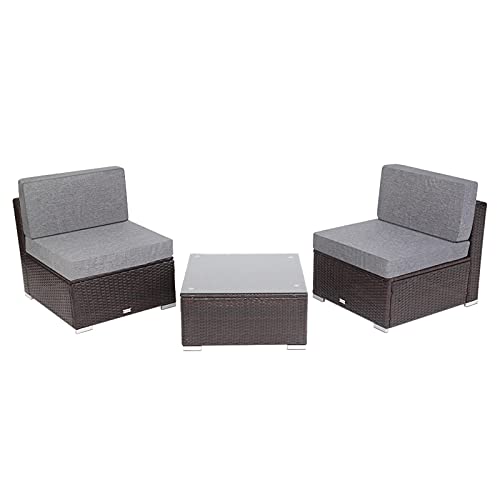 3-teiliges Terrassenmöbel-Set aus Polyethylen-Rattan, Rattan-Sofa-Set von FGFTHJBJNBDKFVFNVJNFBNVJG