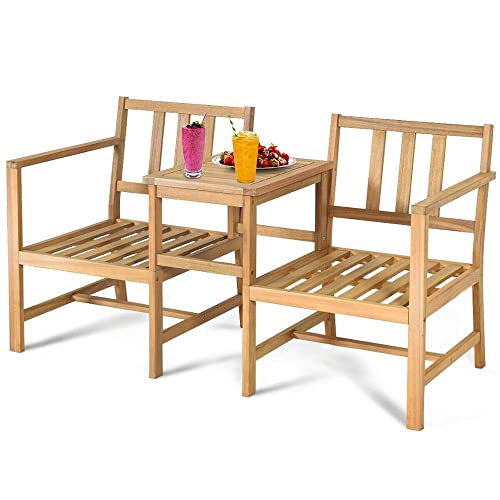 3-teiliges Terrassentisch- und Stühle-Set, Massivholz, dickes Kissen, Sektionalgartenmöbel von FGFTHJBJNBDKFVFNVJNFBNVJG