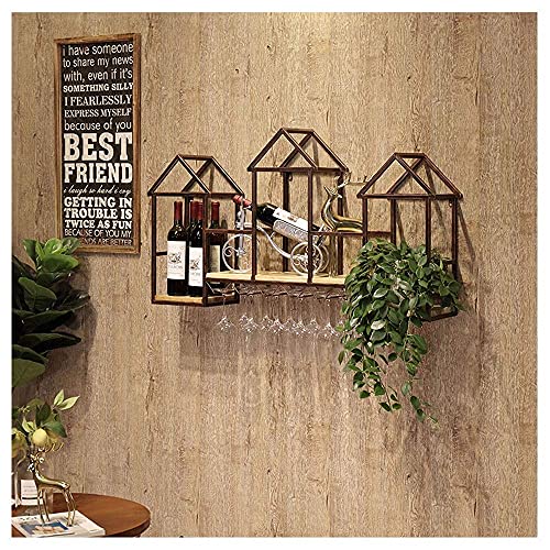 Haushaltsprodukte Flaschenregal Weinregal Weinglashalter Wandmontage Weinregal Hängendes Weinregal Handgeschnitzter Metall Holz Weinglashalter 110 x 60 x 20 cm (Farbe: Schwarz) von FGFTHJBJNBDKFVFNVJNFBNVJG
