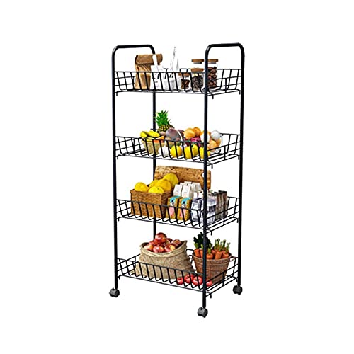 Küchenregal, mehrschichtig, Küche, Wohnzimmer, Trolley, Bodenregal, abnehmbares Lagerregal, platzsparendes Aufbewahrungsregal, Organizer mit Rollen, Aufbewahrungsregale (Farbe: 4 Ebenen) (4 Ebenen) von FGFTHJBJNBDKFVFNVJNFBNVJG