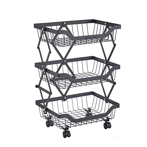 Küchenregal Faltbares Küchenregal Boden Beweglicher Trolley Badezimmer Wohnzimmer Regal Freie Installation Gemüse Obst Aufbewahrungskorb Lagerregale (Farbe: 4 Ebenen) (3 Ebenen) von FGFTHJBJNBDKFVFNVJNFBNVJG