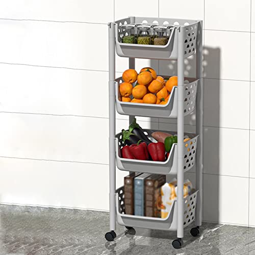 Küchenregal Küche Gemüsekorb Regal Boden Mehrschichtig Gemüse Obst und Gemüse Spielzeug Aufbewahrungsschrank Aufbewahrungskorb Home Cart Lagerregale (Farbe: C-4 Ebenen) (C 4 Ebenen) von FGFTHJBJNBDKFVFNVJNFBNVJG