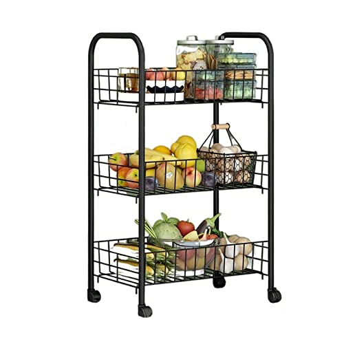 Küchenregal Küche Mehrschichtiges Lagerregal Boden-zu-Decke Beweglicher Trolley Lagerregal Gemüsekorb Zuhause Schlafsaal Lagerregal Auto Lagerregale (Farbe: 4-lagig) (3 Ebenen) von FGFTHJBJNBDKFVFNVJNFBNVJG