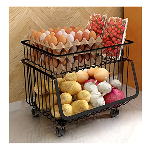 Küchenregal Küche Rollwagen Gemüsekorb Regal vom Boden bis zur Decke mehrschichtiger Gemüse- und Obst-Aufbewahrungskorb (Farbe: 4-lagig) (A 2-lagig) von FGFTHJBJNBDKFVFNVJNFBNVJG