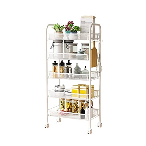 Küchenregal mit abnehmbaren Rädern, Küchenwagen, vom Boden bis zur Decke, mehrschichtiges Gemüse- und Obstregal, Lagerregal, Lagerregale (Farbe: A-4 Ebenen) (A 5 Ebenen) von FGFTHJBJNBDKFVFNVJNFBNVJG