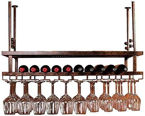 Mit hängendem Weinglashalter/Weinflaschenregal/Weinregal/Regal/(Farbe: Bronze, Größe: 50 x 30 cm) von FGFTHJBJNBDKFVFNVJNFBNVJG