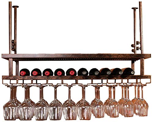 Mit hängendem Weinglashalter/Weinflaschenregal/Weinregal/Regal/Schwarz 120 cm x 30 cm (Farbe: Schwarz, Größe: 60 x 30 cm) von FGFTHJBJNBDKFVFNVJNFBNVJG