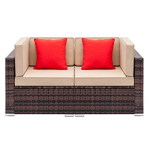 Möbel-Set, voll ausgestattetes Rattan-Sofa-Set mit 2 Ecksofas, brauner Farbverlauf von FGFTHJBJNBDKFVFNVJNFBNVJG