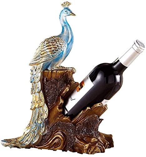 QuRong Weinregal Pfau verziert Esstisch Weinschrank Weinregal Dekorationen Handwerk Modern Minimalistisch Weinregal Harz Blau Standardgröße Interessantes Leben von FGFTHJBJNBDKFVFNVJNFBNVJG