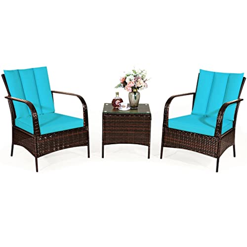 Rattanmöbel-Set, Couchtisch und 2 Rattanstühle mit Kissen, bequem und atmungsaktiv, 3-teilig (Farbe: A) (E) von FGFTHJBJNBDKFVFNVJNFBNVJG