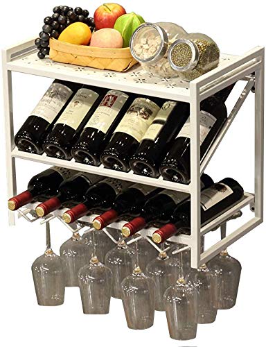 Rustikale Weinregale zur Wandmontage mit Glashalter/hängendem Weinregal/Flaschenaufbewahrungsregal/2-stöckiges Metallregal/Schweberegal/Zuhause, Wohnzimmer, Küche, Dekor-Ausstellungsregal von FGFTHJBJNBDKFVFNVJNFBNVJG