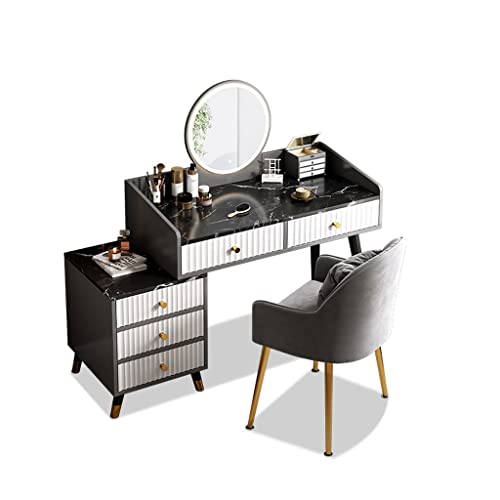 Schminktisch Schminktisch Set mit Helligkeit, einstellbarem Touchscreen-Dimmspiegel, mit Schrank und 5 Schubladen, Kommode für Damen oder Mädchen (Farbe: A, Größe: 80 x 40 x 120 cm) (B 80 x 40 x 120 von FGFTHJBJNBDKFVFNVJNFBNVJG