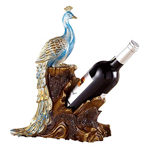 Stapelbares Weinregal Pfau Weinregal Dekoration Wohnaccessoires Wohnzimmer Esstisch Weinschrank Dekorationen Weinregal (Farbe: Blau, Größe: Einheitsgröße) von FGFTHJBJNBDKFVFNVJNFBNVJG