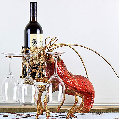 Stil Keramik Intarsien Kupfer Hummer Weinregal Handwerk High-End-Club Wohnzimmer Weinschrank Esstisch Dekoration für Zuhause Küche Bar (Farbe: Rot, Größe: 51 x 23 x 38 cm) von FGFTHJBJNBDKFVFNVJNFBNVJG