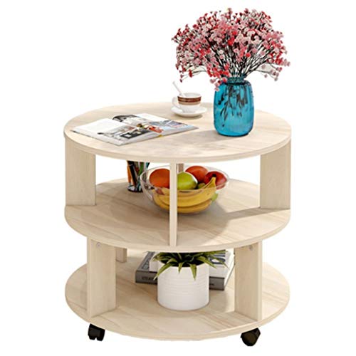 Teetisch, Couchtisch, schlichter, moderner runder Beistelltisch, Schlafzimmer, Nachttisch, Schließfach mit Universalrad, mobiler Komfort (beige), kleiner Couchtisch (Farbe: Weiß) von FGFTHJBJNBDKFVFNVJNFBNVJG