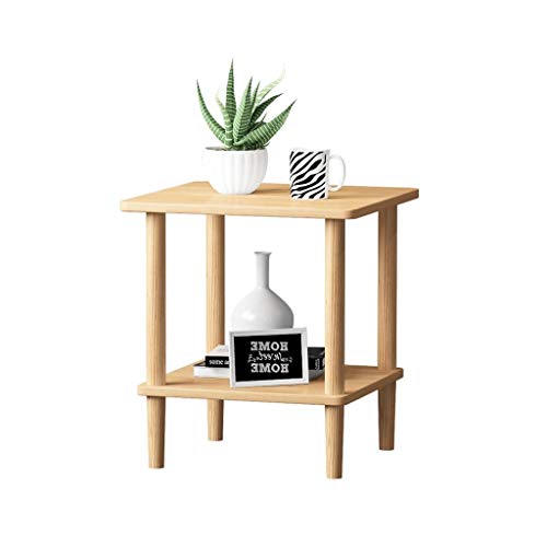 Teetisch, Sofa, Beistelltisch, Mini-Nachttisch, quadratisch, 2-lagig, Couchtisch (natürliche Farbe), kleiner Couchtisch (Größe: 45 x 48 x 53 cm) von FGFTHJBJNBDKFVFNVJNFBNVJG