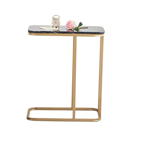 Teetisch Eisen Freizeittisch Sofa Couchtisch Nachttisch Notebooktisch Marmor Arbeitsplatte Moderner Möbeltisch Kleiner Couchtisch (Farbe: Schwarz) von FGFTHJBJNBDKFVFNVJNFBNVJG