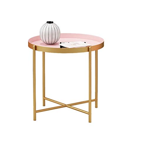 Teetisch Tablett Metall Couchtisch Sofa Couchtisch Kleiner Runder Tisch Outdoor und Indoor Snacktisch Runder Couchtisch (H) 35,1 cm x (D) 35,1 cm Rosa Tisch Kleiner Couchtisch (Größe: S) von FGFTHJBJNBDKFVFNVJNFBNVJG