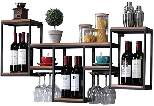 Wand-Weinregal Metall Eisen für Bar | Holz Weinglashalter | Weinständer | Kelchhalter | Wandmontierter Weinkühler | Wandbehang Würfelregal von FGFTHJBJNBDKFVFNVJNFBNVJG
