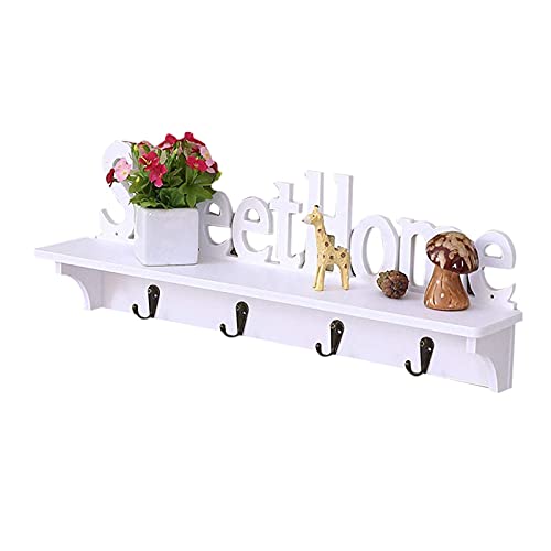 Wandgarderobe aus Holz, Wandmontage, Wandhaken mit Regal, Tastatur und vier Haken, Heimdekoration (47 x 17 x 8 cm), Garderobenleiste Baum von FGFTHJBJNBDKFVFNVJNFBNVJG