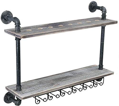 Wandmontage, mit Glashalter, Wandregal, 2 Ebenen, rustikaler schwimmender Weinflaschenhalter, 60 cm Wandmontage, mit Glashalter, Wandregal, 2 Ebenen, rustikaler schwimmender Weinflaschenhalter, 60 cm von FGFTHJBJNBDKFVFNVJNFBNVJG