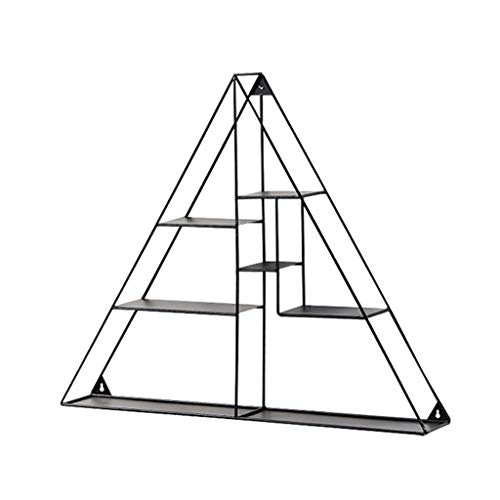 Wandmontiertes rundes Aufbewahrungsregal Elfe Wandregal Wandhalterung Einschlitzregal Eisen Kunst Schlafzimmer Dekoratives Regal Display Ständer Dreieck Mehrschichtig Schwarz Länge: 69 cm Höhe 50 cm von FGFTHJBJNBDKFVFNVJNFBNVJG