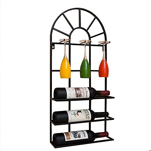 Weinregal, Wandmontage, Loft-Weinregale, Schmiedeeisen, Wandregal, Weinregal, Weinregal, Weinregal, Rahmen, Weinregal, Halterung, Tasse, 35 x 9 x 75 cm, kleines Weinregal (Farbe: Schwarz) von FGFTHJBJNBDKFVFNVJNFBNVJG
