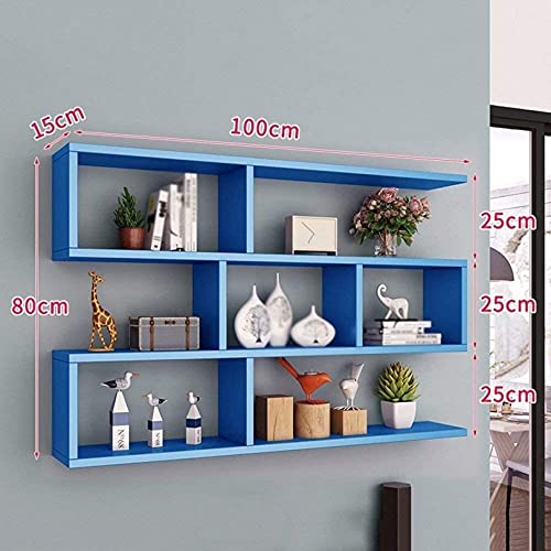 Weinregal, Wandmontage, Wohnzimmer, Schlafzimmer, Regal, Schrank, Weinregal, Wandmontage, kleines Weinregal (Farbe: Blau, Größe: 100 x 15 x 80 cm) von FGFTHJBJNBDKFVFNVJNFBNVJG